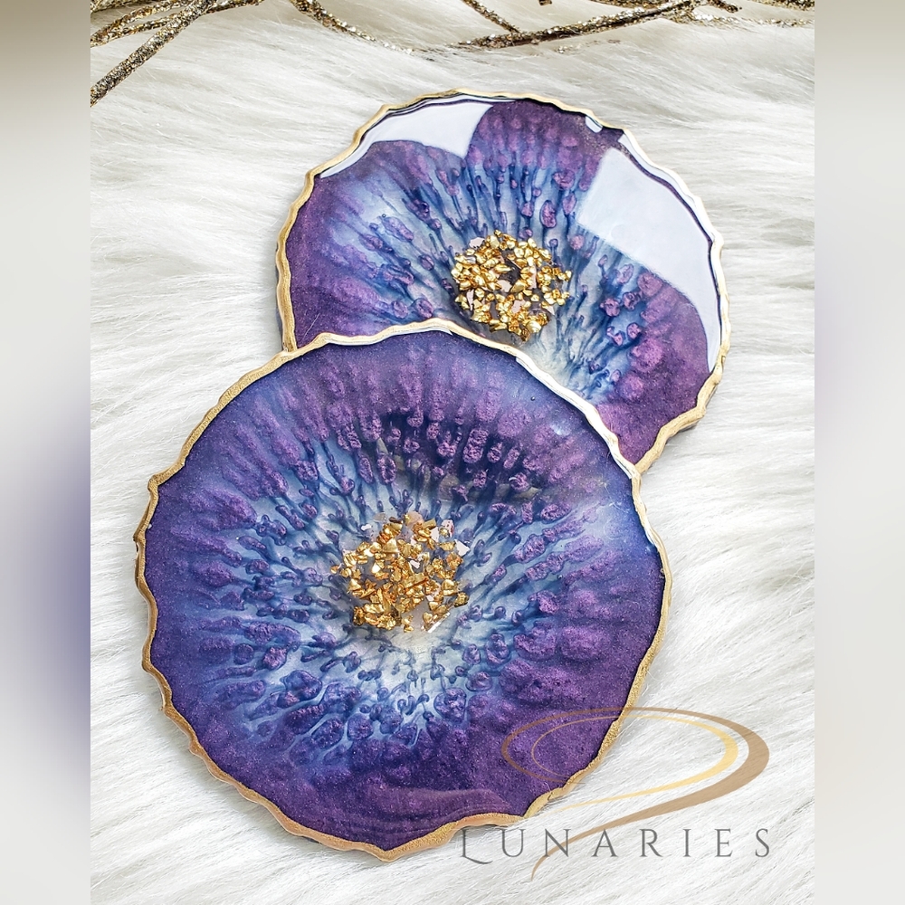 Resin Geode Coasters, Set of 2